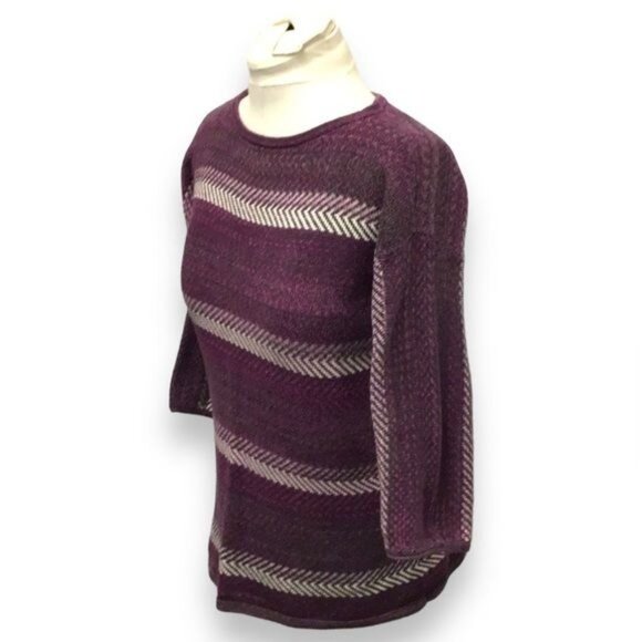 Chaps Women’s 3/4 Sleeve Boat Neck Pullover Knit Sweater, Berry, size L - Picture 3 of 10
